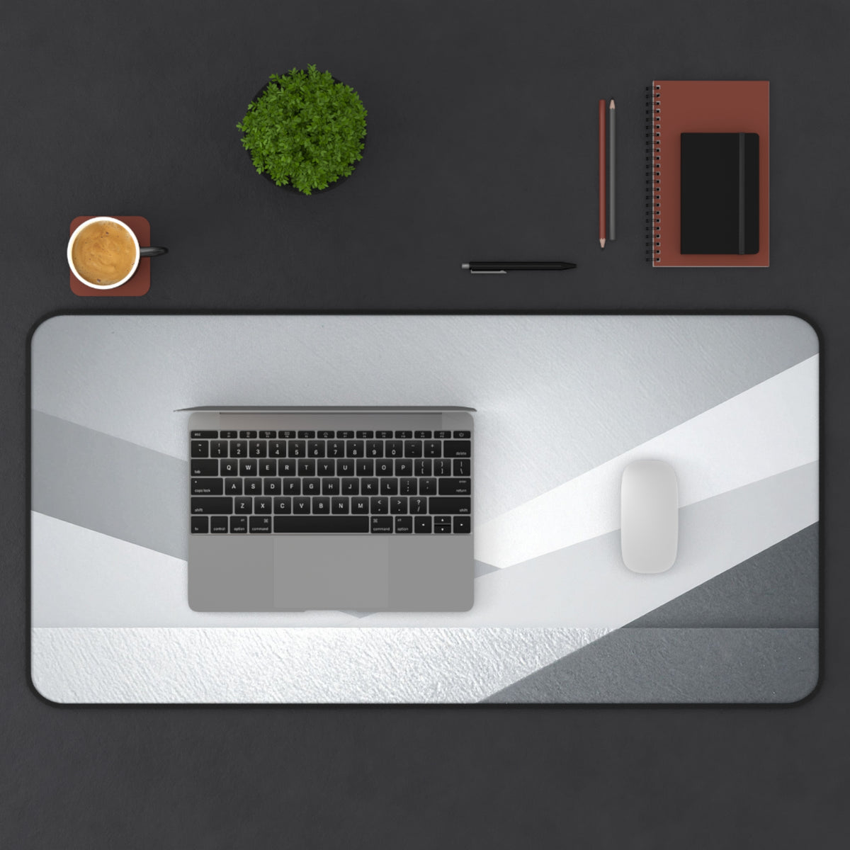 Geometric Grey Office Desk Pad