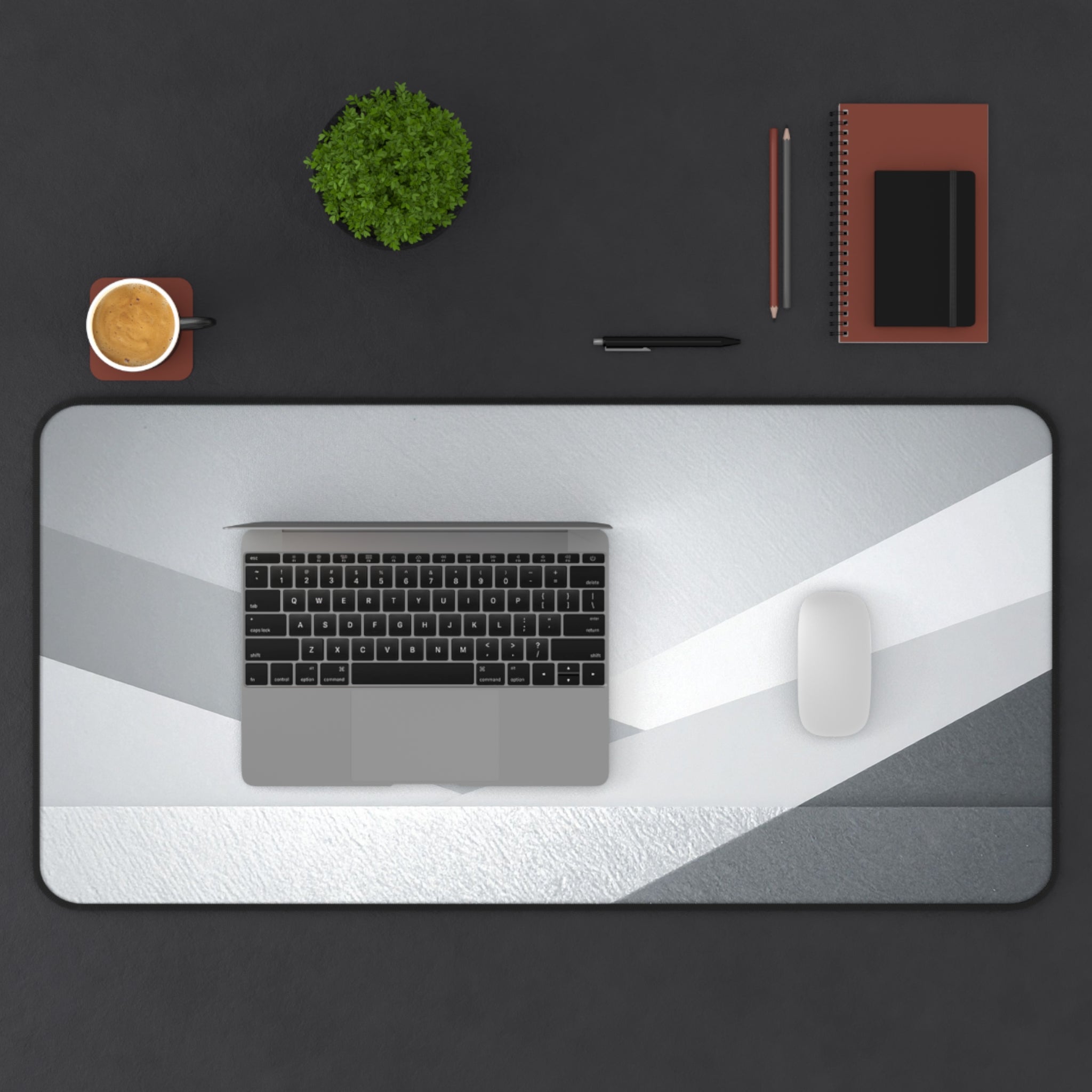 Geometric Grey Office Desk Pad