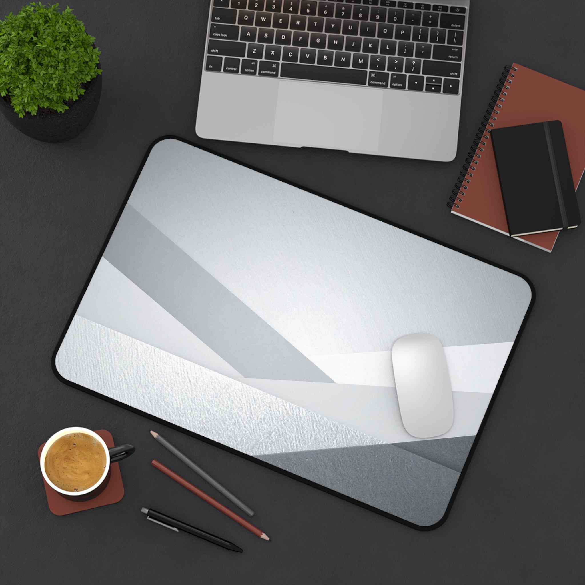 Geometric Grey Office Desk Pad