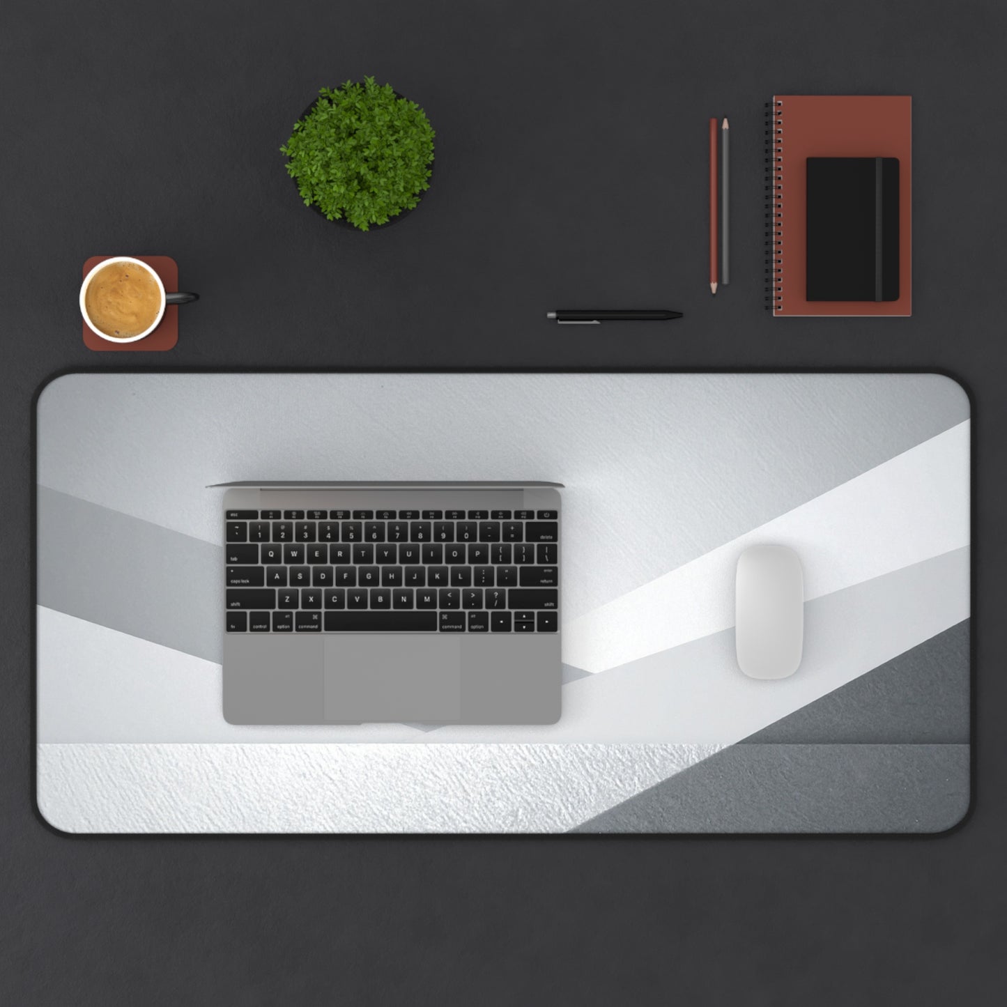 Geometric Grey Office Desk Pad