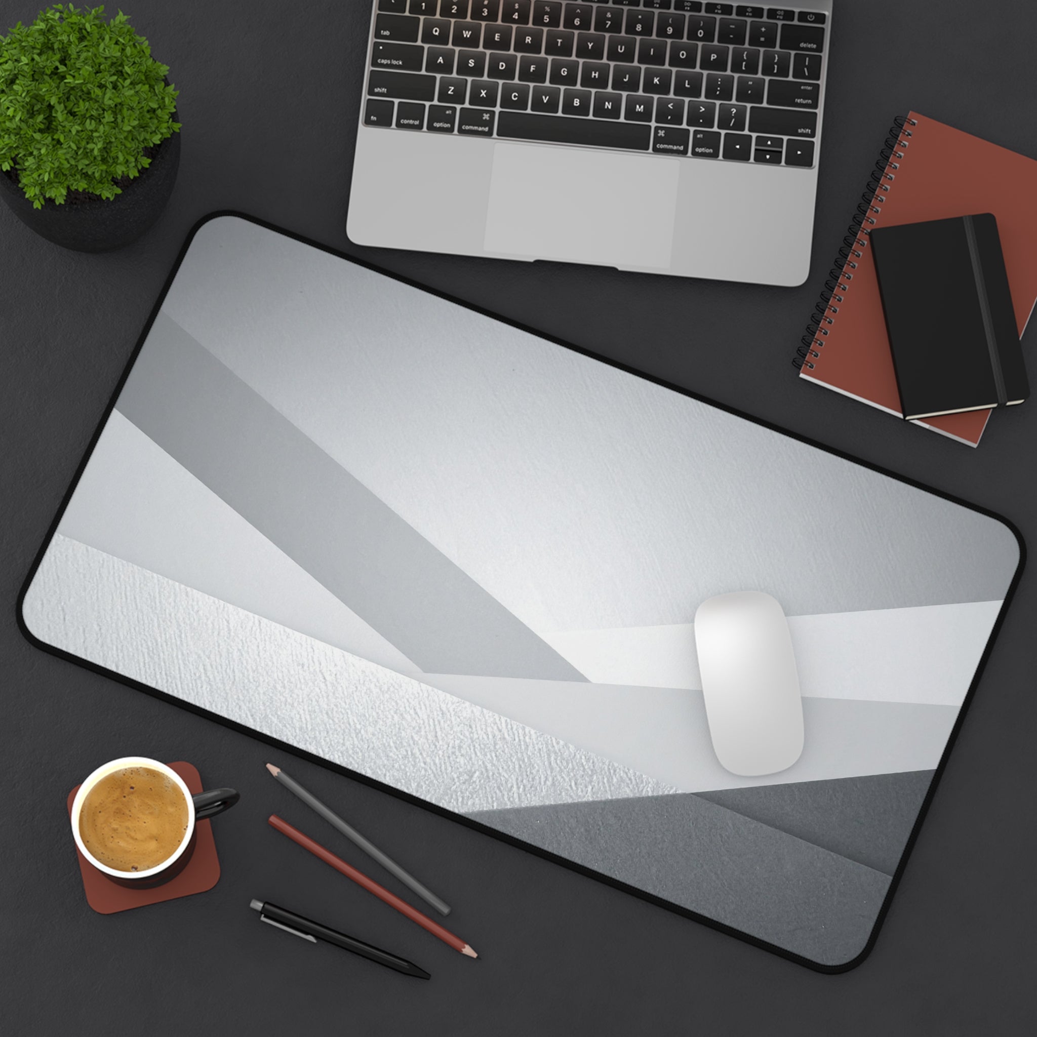 Geometric Grey Office Desk Pad