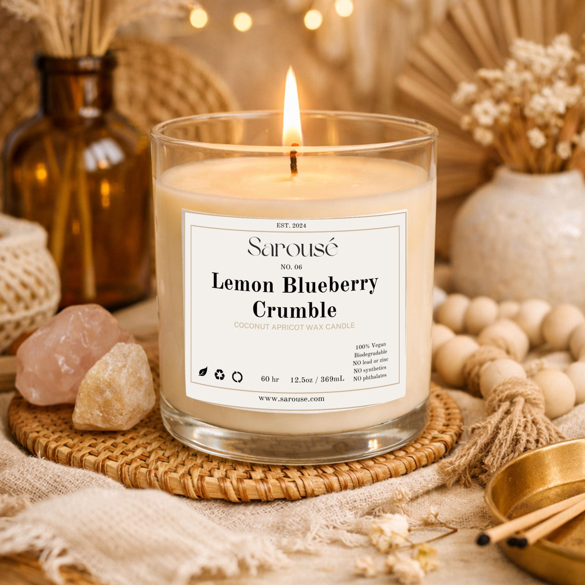 Lemon Blueberry Crumble | 12.5 oz Coconut Apricot Wax Candle