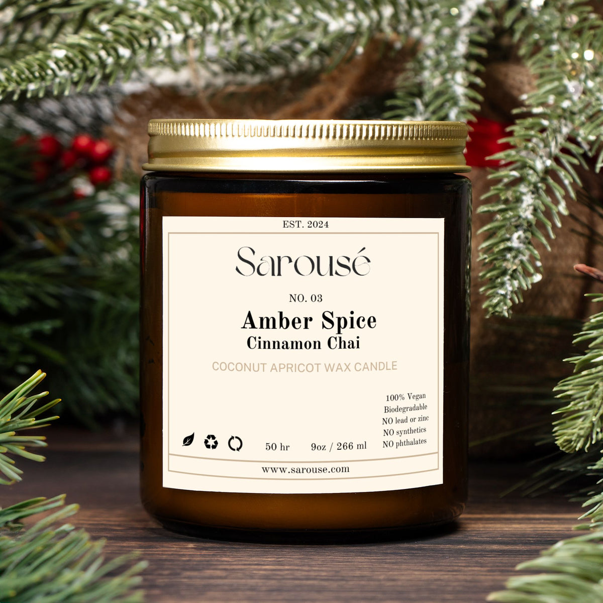Spiced Amber | Coconut Apricot Wax 9oz Candle